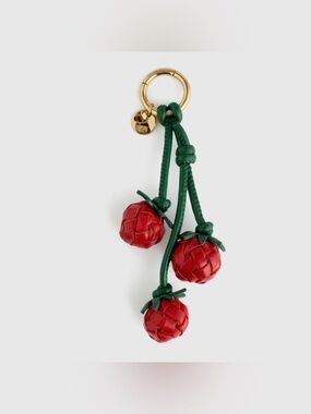 Madewell Red & Green Woven Cherry Keychain handbag Charm